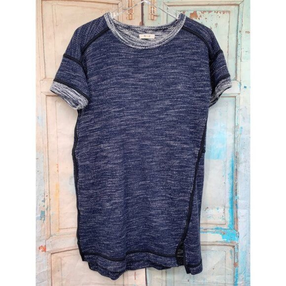 Madewell Crew Neck Small Terry Sweatshirt Sweater Straight Hem Two Side Pockets - Picture 1 of 6